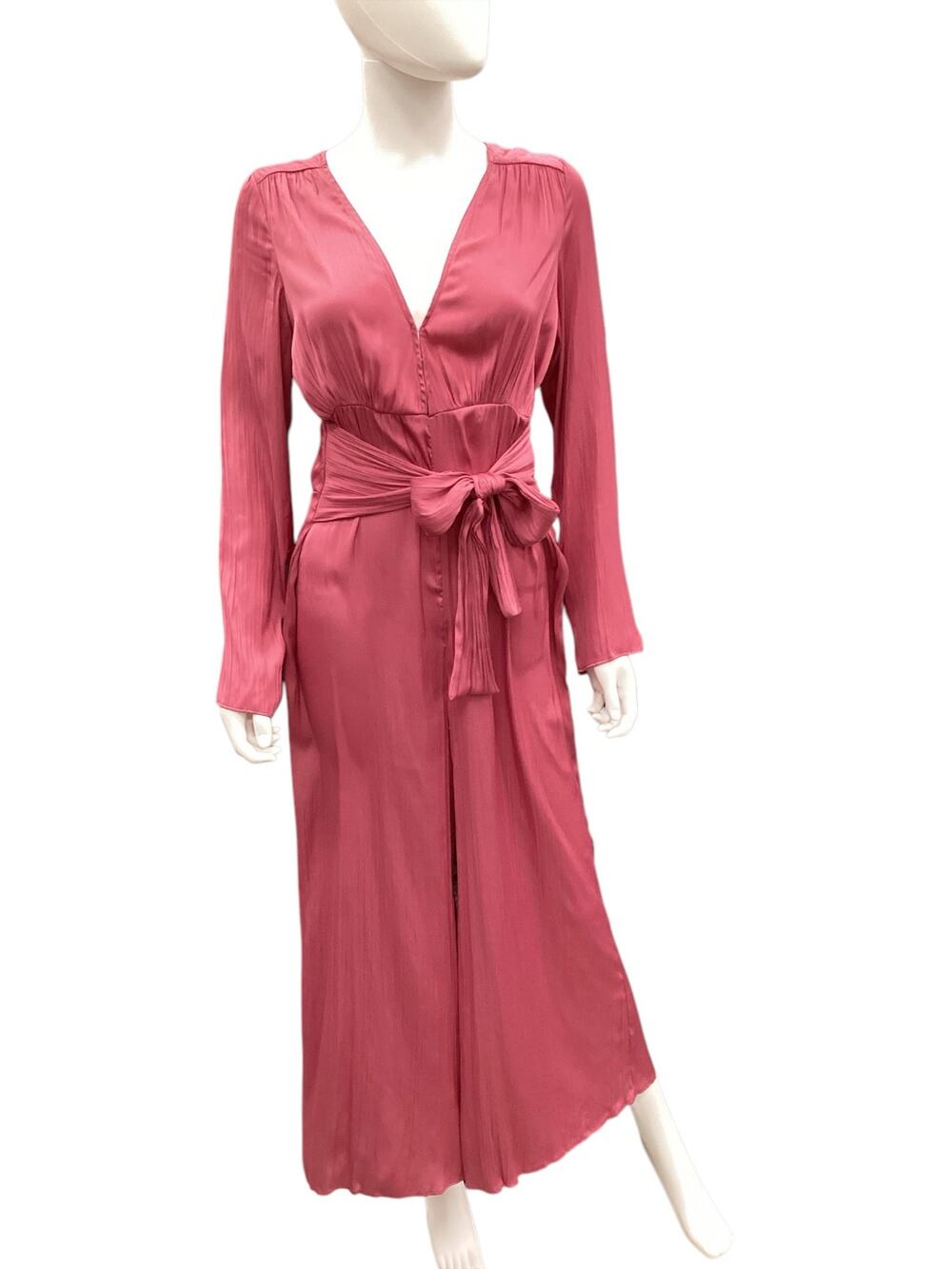 NWOT Free People Women’s Jumpsuit SZ 6 V-Neck Long Sleeve Lightweight  Raspberry